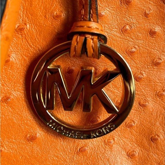 Bundle! Michael Kors Burnt Orange Ostrich 2 Way Satchel W/ MATCHING WALLET! - Picture 11 of 16